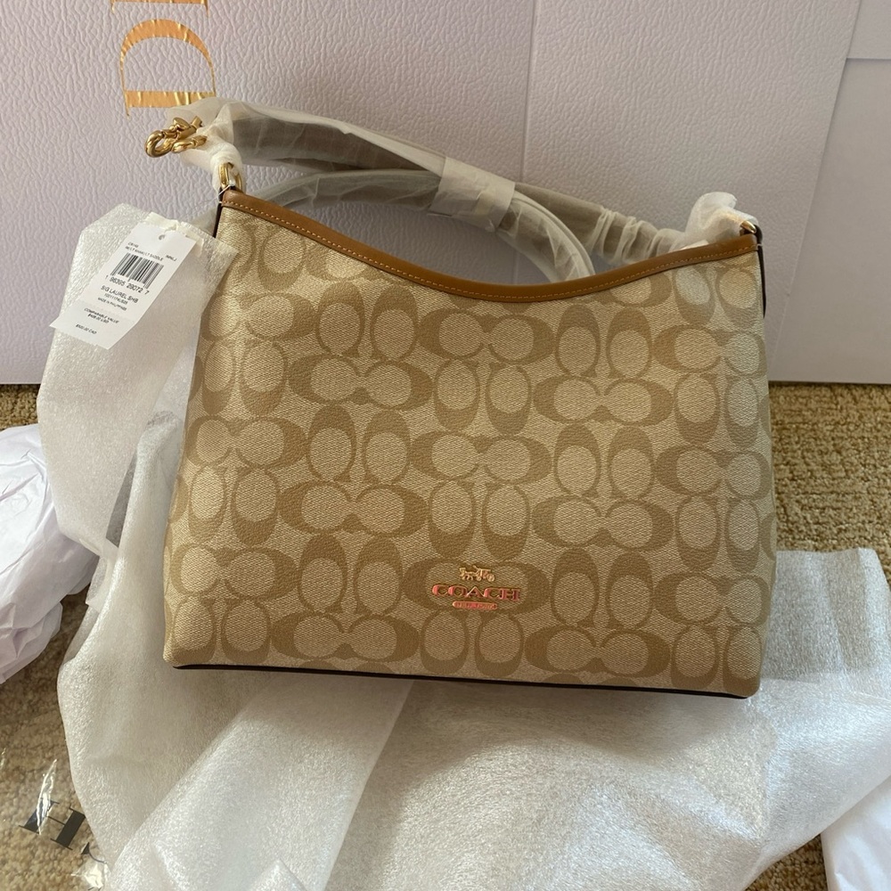 Nwt Coach Outlet Laurel Shoulder Bag In Signature Canvas